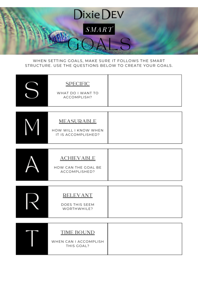 smart goals worksheet